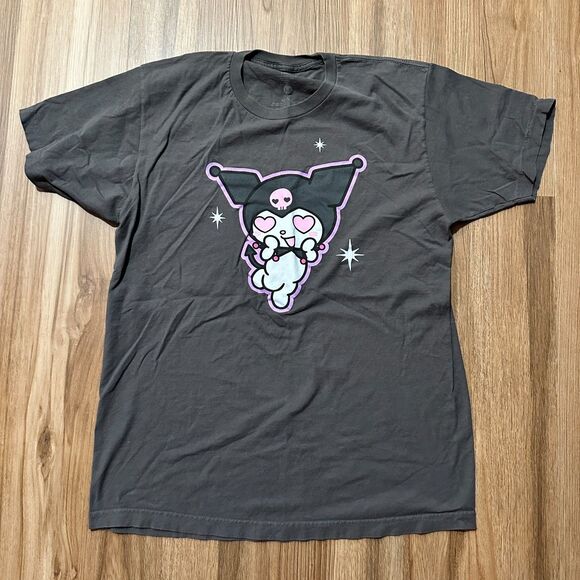 Kuromi by Sanrio Gray Hello Kitty T-Shirt Size L Mallgoth Grunge Cute - Picture 1 of 6